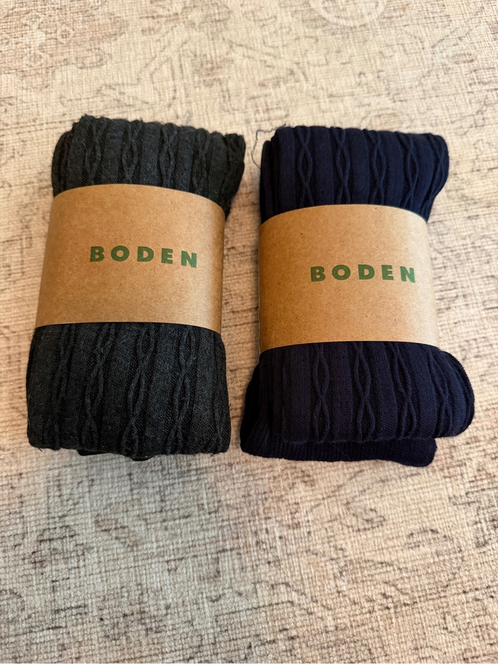 Boden  Cable Knit tights  - Blue & Navy Pair